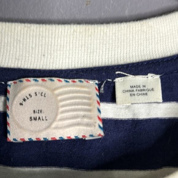 Anthro Postmark Sleeveless Navy Blue Striped Top with Lace Overlay Size Small - Picture 4 of 8